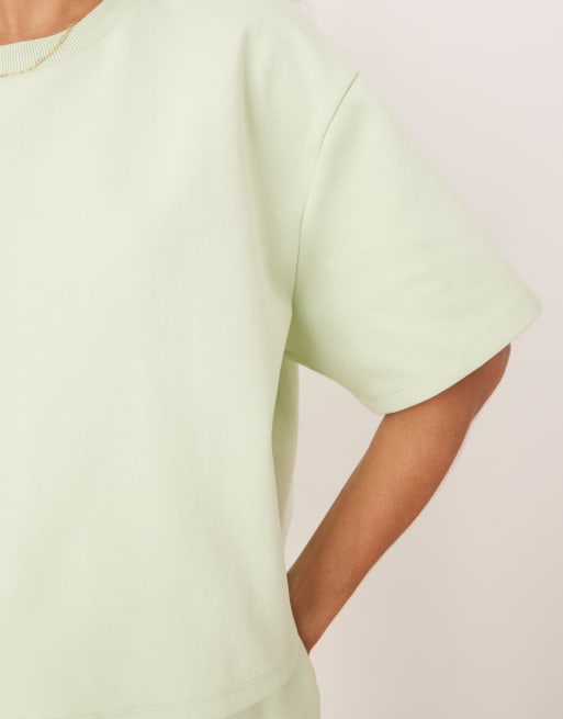 Camiseta corta verde pastel de corte cuadrado de punto entrelazado de ASOS DESIGN (parte de un conjunto), 2 de 4