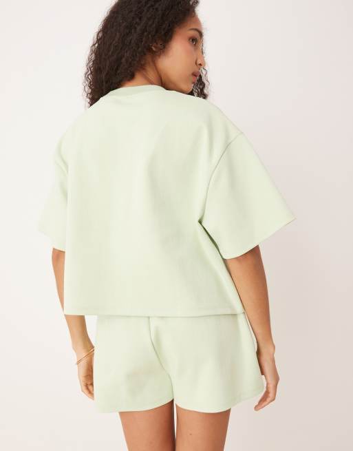 Camiseta corta verde pastel de corte cuadrado de punto entrelazado de ASOS DESIGN (parte de un conjunto), 4 de 4