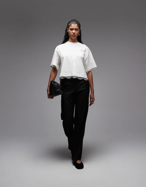 Camiseta corta blanca con ribete de encaje Nia de AllSaints, 2 de 4