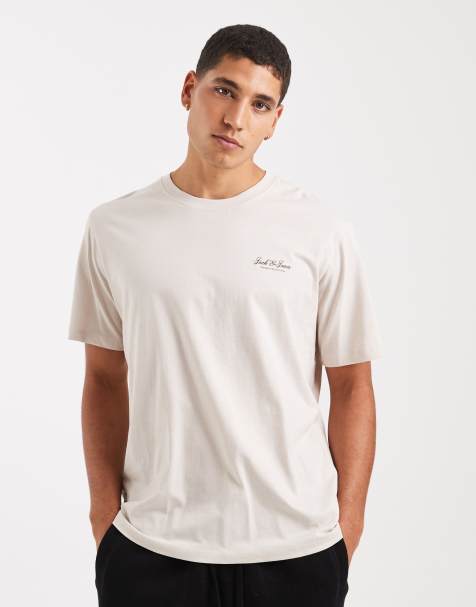 Camiseta crema con logo de texto de Jack & Jones - view 1