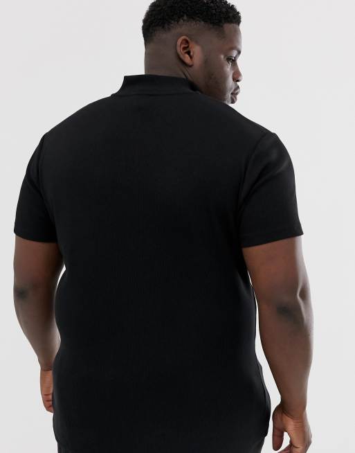 Camiseta de canalé negra con cuello alto con cremallera de ASOS DESIGN Plus, 2 de 4