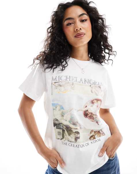 Camiseta de corte estándar con estampado gráfico "Michelangelo" de punto flameado de ASOS DESIGN - view 1