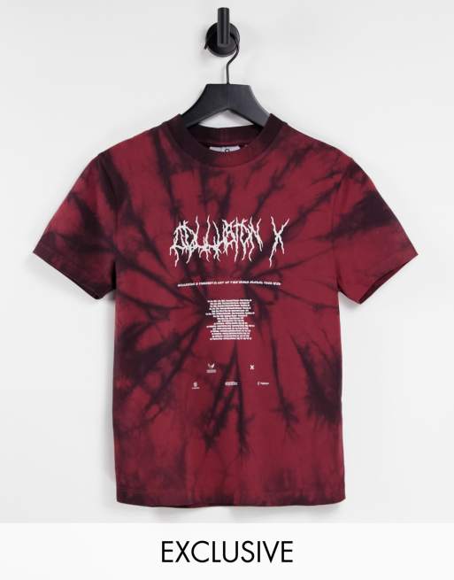 Camiseta de corte vintage con efecto tie dye y estampado de COLLUSION Unisex