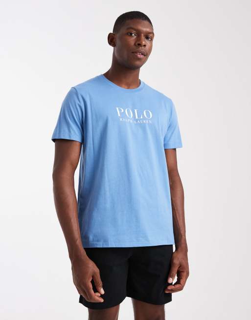 Camiseta de estar por casa azul medio con logo en el pecho de Polo Ralph Lauren