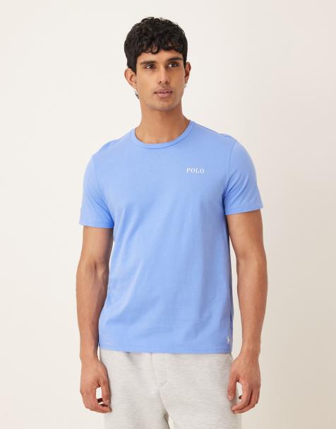 Camiseta de estar por casa azul medio de manga corta con logo en la parte central del pecho de Polo Ralph Lauren - view 1