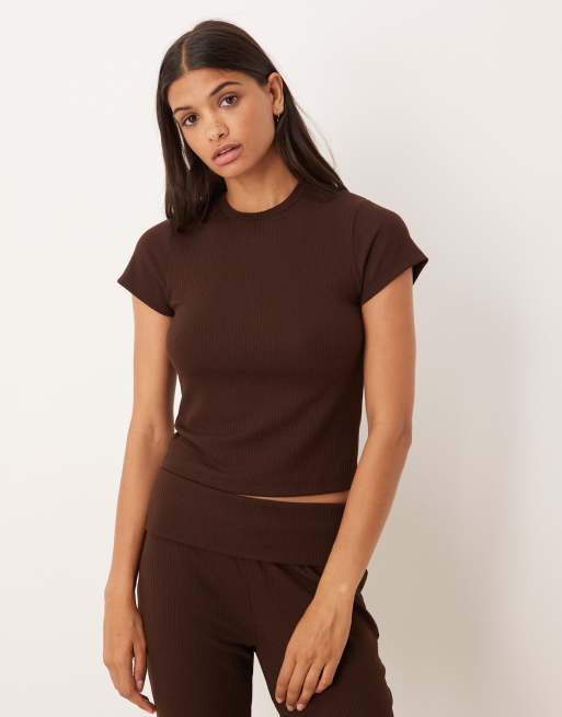Conjunto de ropa de estar por casa marrón chocolate de canalé Mix & Match de ASOS DESIGN, 2 de 5
