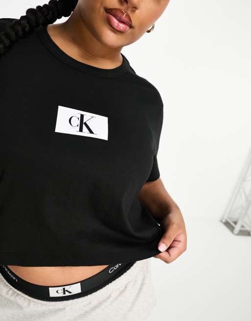 Camiseta de estar por casa negra de Calvin Klein Curve