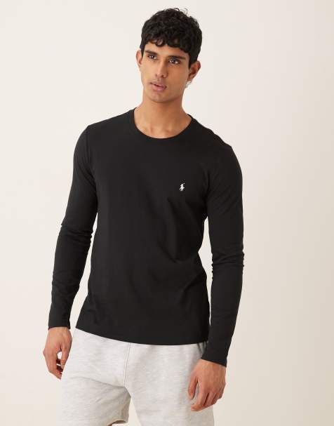 Camiseta de estar por casa negra de manga larga de punto liso de algodón de Polo Ralph Lauren - view 1