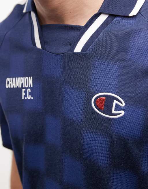 Camiseta de fútbol azul y blanca de Champion, 3 de 5