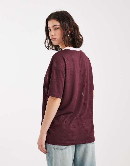 Camiseta de fútbol burdeos de estilo universitario de Miss Selfridge, 3 de 4