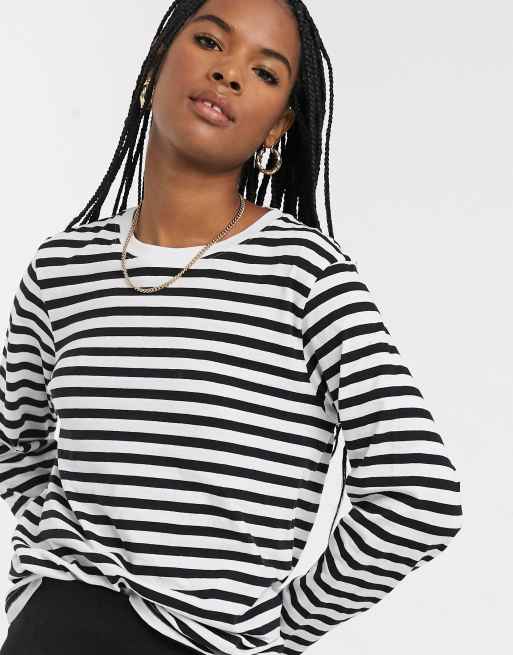 Camiseta de manga larga a rayas en negro y blanco Alanis de Weekday, 3 de 4