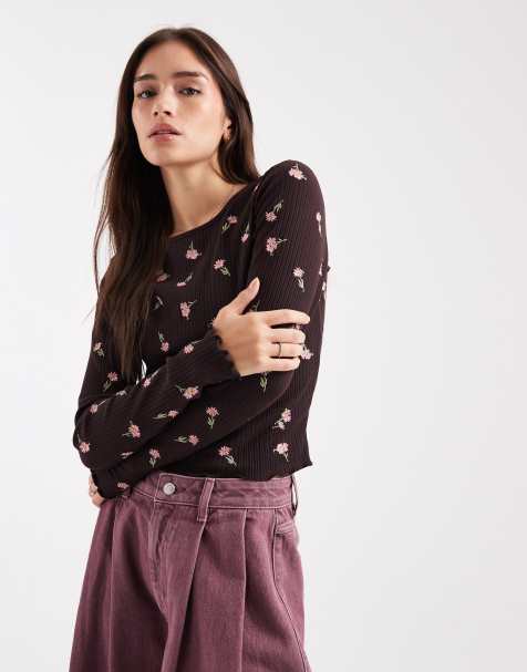 Camiseta de manga larga con bordados de Miss Selfridge - view 1