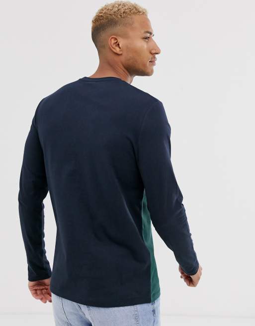 Camiseta de manga larga con colour block en azul marino de ASOS DESIGN, 2 de 4