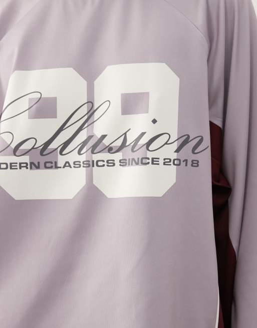 Camiseta de manga larga de estilo futbolero con estampado gráfico de número de COLLUSION, 2 de 4