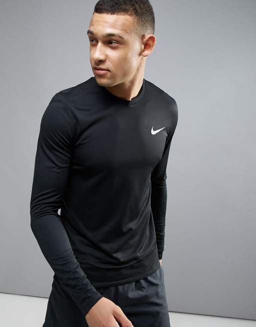 ducha Felicidades Apéndice Camiseta de manga larga negra 860762-010 Breathe de Nike Running | ASOS