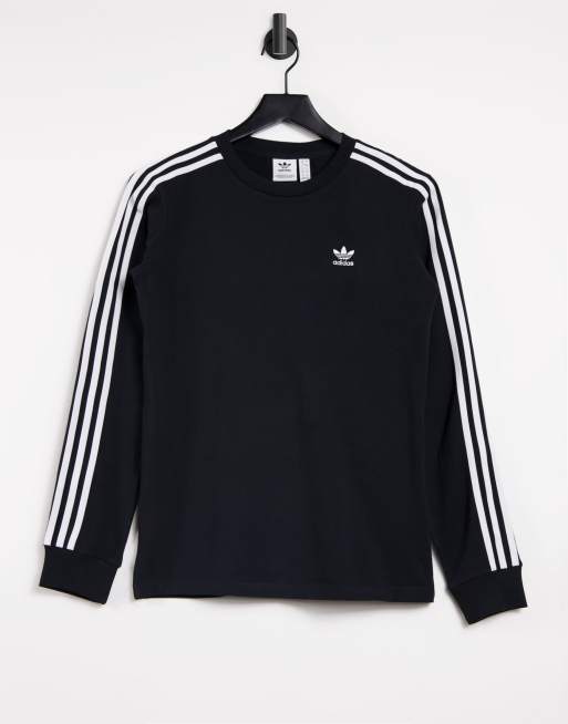 Viaje sacudir Pesimista Camiseta de manga larga negra con tres rayas adicolor de adidas Originals |  ASOS