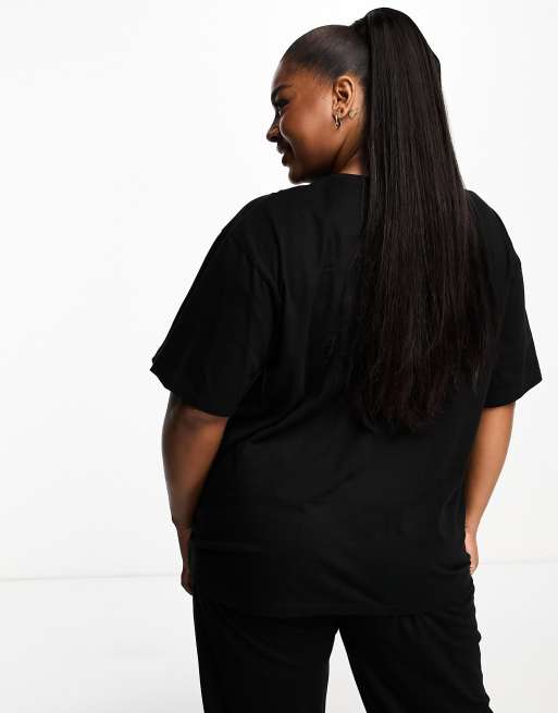 Camiseta de pijama negra extragrande de algodón Mix & Match de ASOS DESIGN Curve, 2 de 4