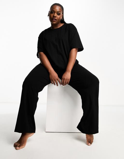 Camiseta de pijama negra extragrande de algodón Mix & Match de ASOS DESIGN Curve, 4 de 4
