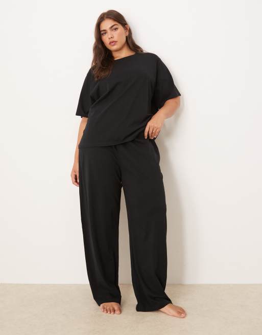 Camiseta de pijama negra extragrande de algodón Mix & Match de ASOS DESIGN Curve, 2 de 4