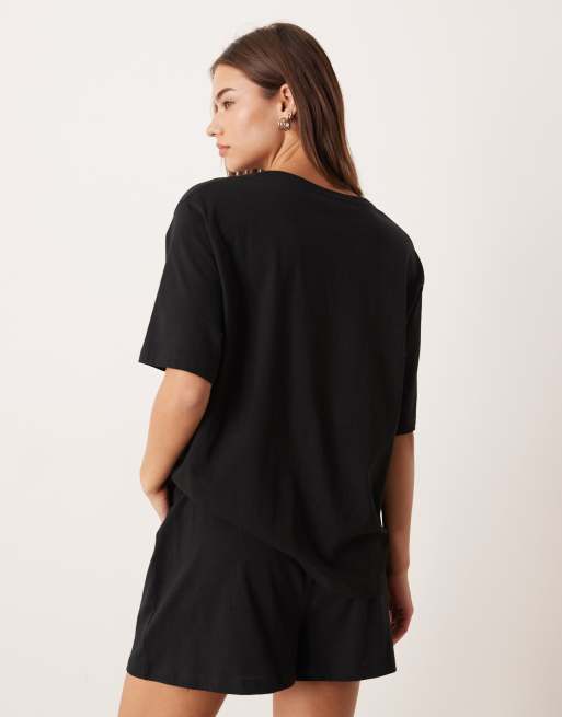 Camiseta de pijama negra extragrande de algodón Mix & Match de ASOS DESIGN, 2 de 4
