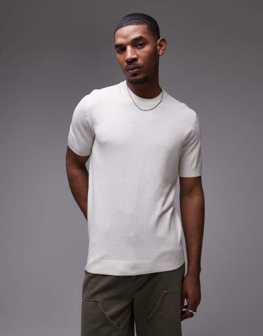 Camiseta de vestir blanca de punto de Mango
