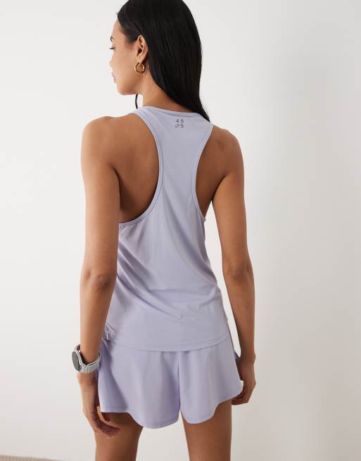 Camiseta deportiva azul bígaro sin mangas para correr de malla de secado rápido de nailon de 4505 , 4 de 4