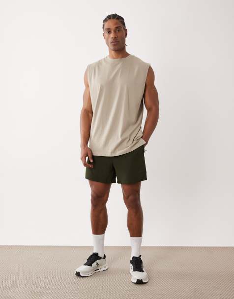 Camiseta deportiva beis grisáceo extragrande sin mangas para entrenamiento de fuerza con acabado de secado rápido de algodón Icon de 4505 - view 1