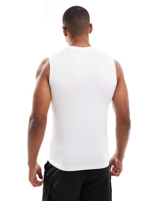 Camiseta deportiva blanca ajustada sin mangas de tejido de secado rápido Icon de 4505 , 3 de 4