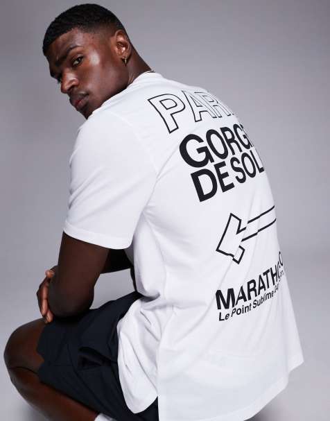 Camiseta deportiva blanca extragrande con estampado gráfico trasero de tejido de secado rápido de 4505 - view 1