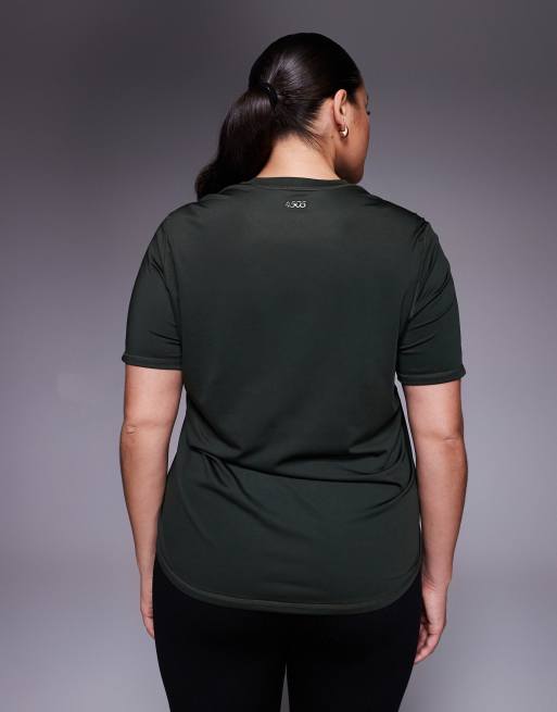 Camiseta deportiva caqui oscuro de tejido de secado rápido Icon de 4505 Curve, 3 de 4