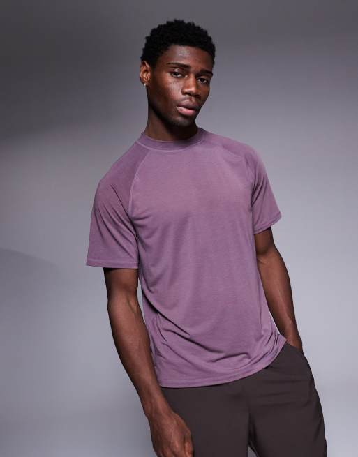 Camiseta deportiva color morado uva de corte cuadrado extragrande de punto liso Icon de 4505