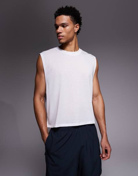 Camiseta deportiva corta blanca sin mangas de malla de secado rápido de 4505 - view 1