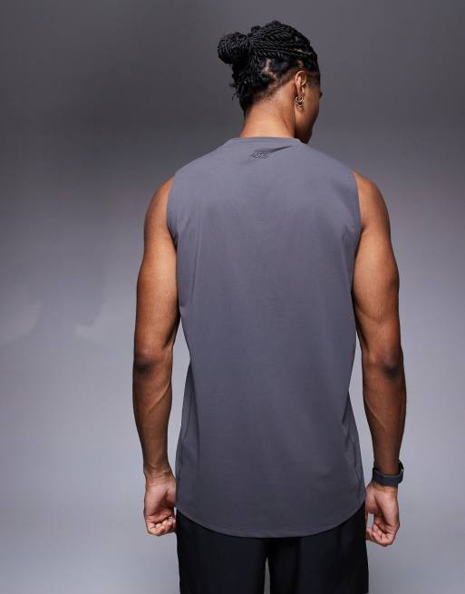 Camiseta deportiva gris grafito sin mangas de malla de secado rápido Icon de 4505  , 4 de 4