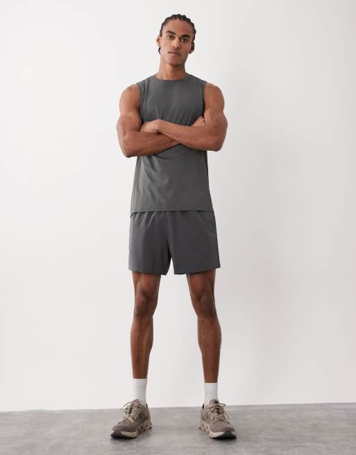 Camiseta deportiva gris oscuro sin mangas de malla de secado rápido Icon de 4505, 2 de 5