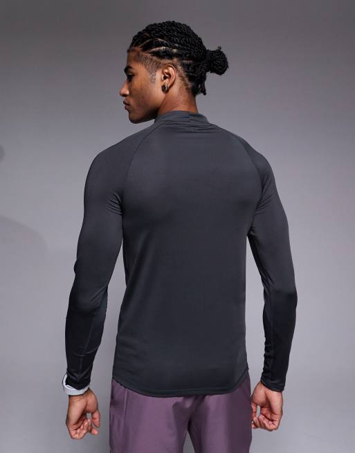 Camiseta deportiva interior gris carbón ajustada de manga larga con cuello subido Icon de 4505, 3 de 5