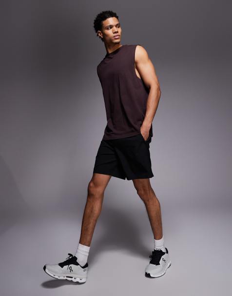 Camiseta deportiva marrón lavado extragrande sin mangas con acabado de secado rápido de algodón Icon de 4505 - view 1