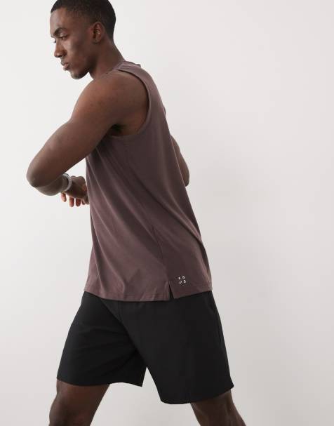 Camiseta deportiva marrón sin mangas de corte cuadrado de punto liso de secado rápido de 4505 - view 1