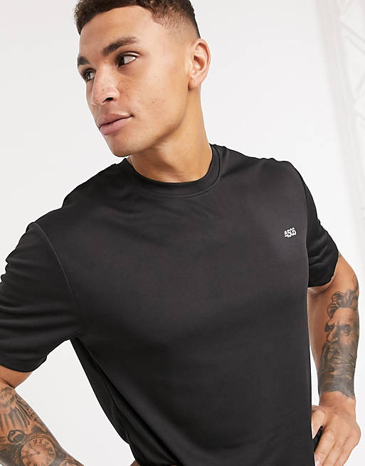 Hombre Tops | Camiseta deportiva negra con detalle de icono de tejido de secado rápido de ASOS 4505 - NW68846