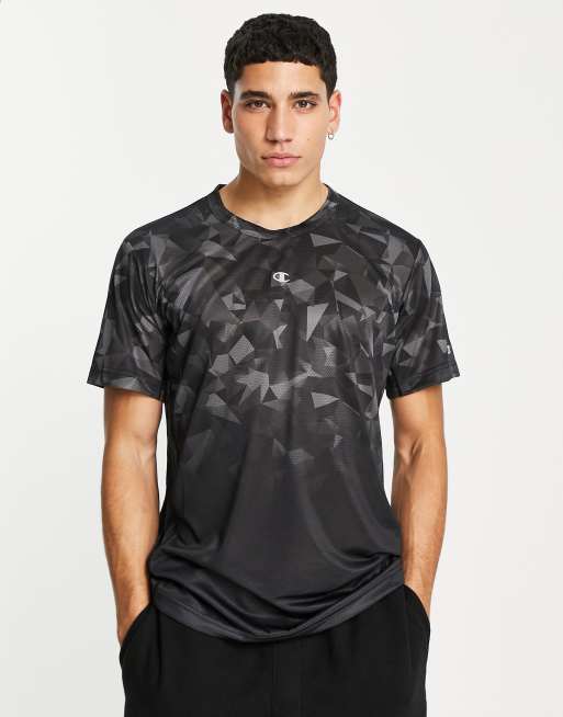 Camiseta deportiva negra con estampado abstracto de Champion 