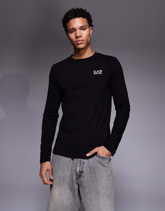 EA7 Camiseta deportiva negra de manga larga de Armani