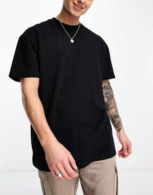 Camiseta deportiva negra extragrande de punto grueso de Threadbare Fitness
