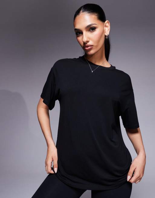 Camiseta deportiva negra extragrande de tejido de secado rápido Icon de 4505 