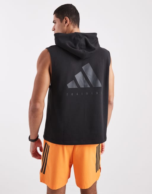 Camiseta deportiva negra sin mangas con capucha Power Workout de adidas Performance, 4 de 5