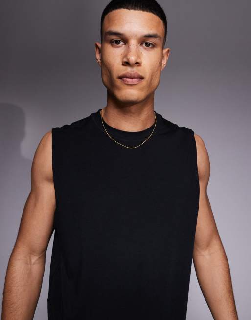 Camiseta deportiva negra sin mangas de tejido de secado rápido Icon de 4505 