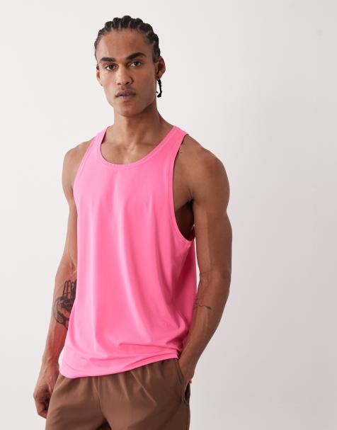 Camiseta deportiva rosa neón de tirantes con espalda de nadador de malla de secado rápido Icon de 4505 - view 1