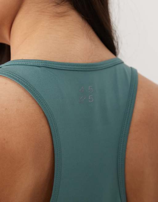 Camiseta deportiva verde salvia sin mangas cómoda de tejido de secado rápido Icon de 4505, 3 de 4