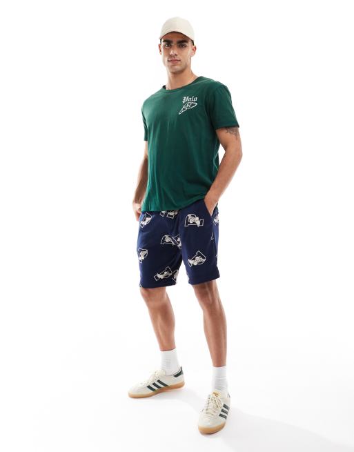 Camiseta dorada y verde oscuro reversible de corte clásico extragrande con ribetes y logo de estilo deportivo retro de tejido flameado de Polo Ralph Lauren