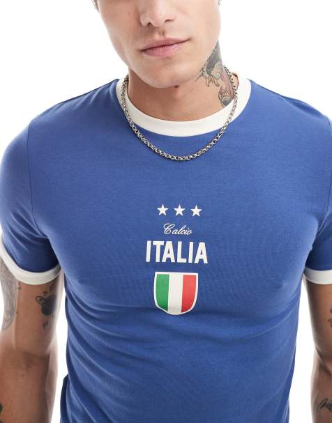 Camiseta entallada con diseño estilo fútbol y estampado "Italy" de ASOS DESIGN - view 1