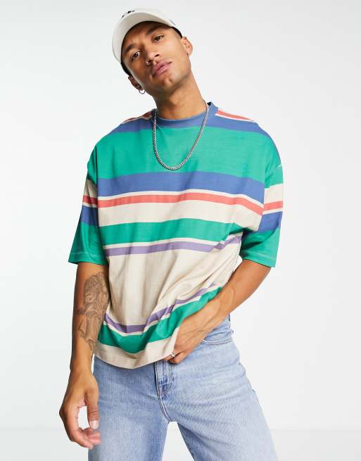 Camiseta extragrande a rayas multicolores de ASOS DESIGN