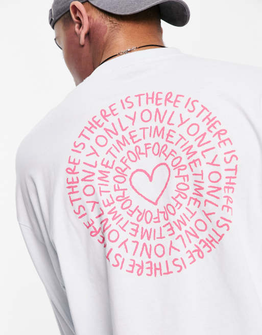 Camiseta extragrande azul de manga larga con estampado en la espalda de ASOS DESIGN